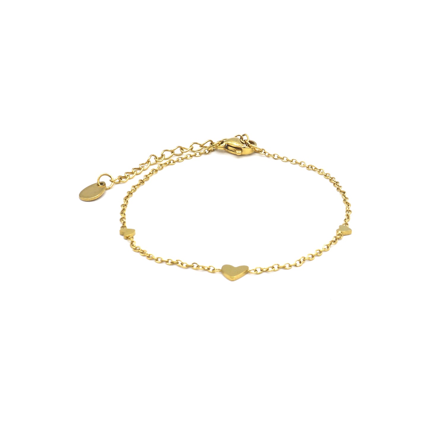 Armband met 3 mini hartjes | Goud