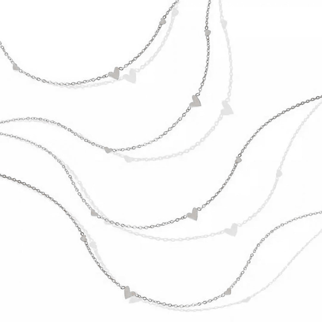 RVS ketting met 3 kleine hartjes | Zilver