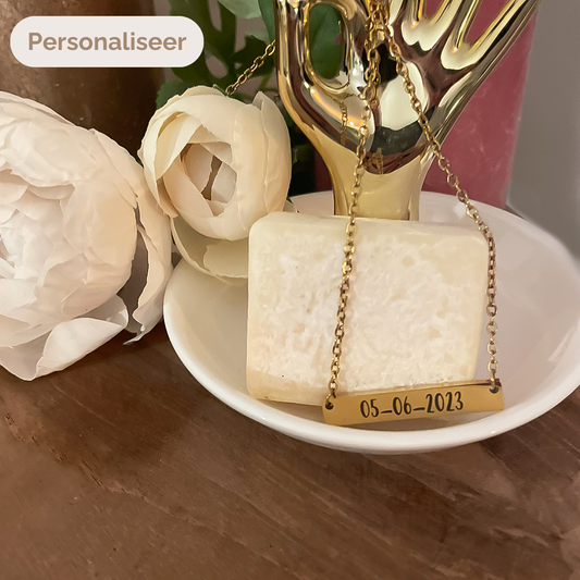 Horizontale Ketting met Gravure – Gepersonaliseerd Cadeau in Goud, Zilver of Rosé goud